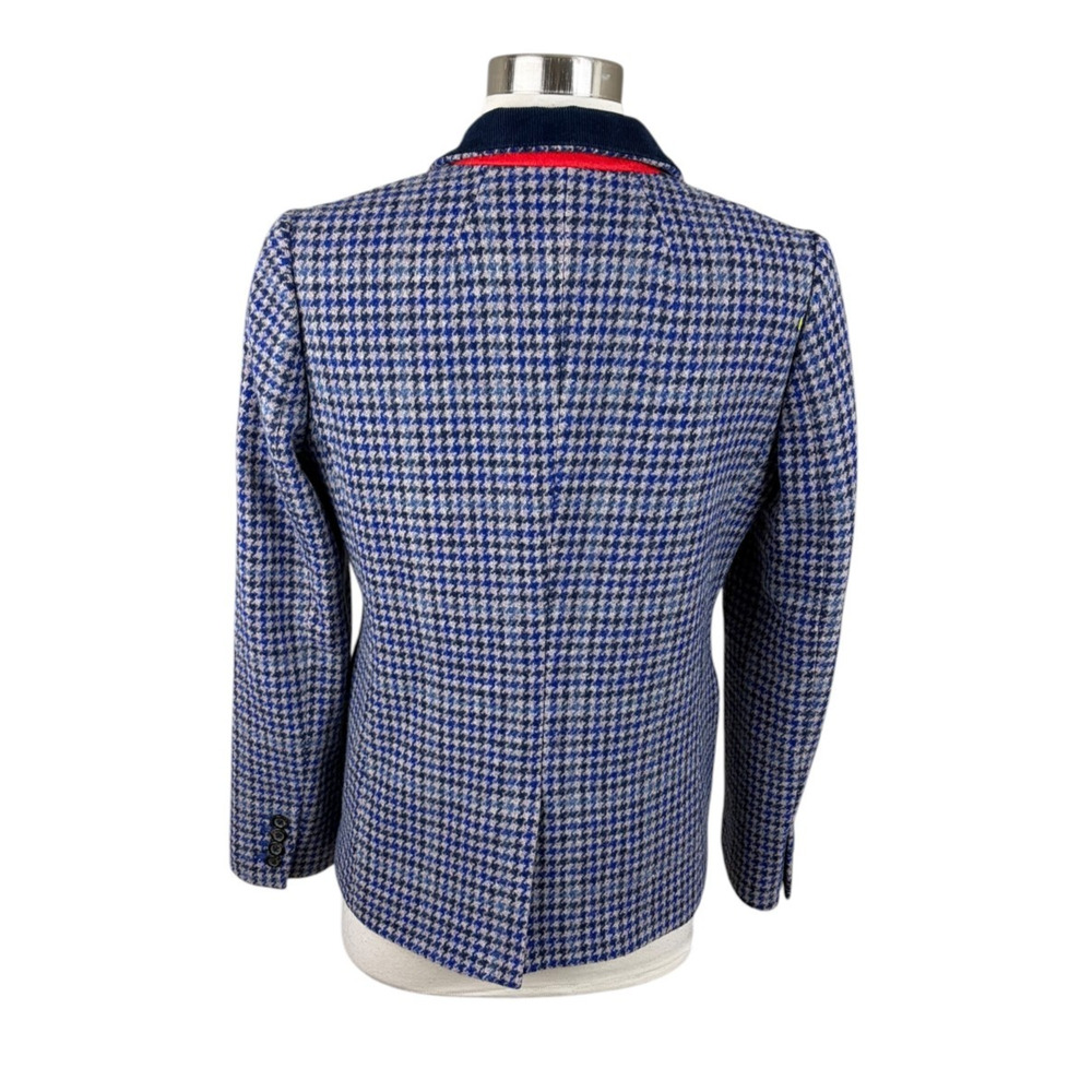 J Crew Regent Houndstooth Wool Blazer Blue Corduroy Collar Preppy Classic 4 - Picture 3 of 4